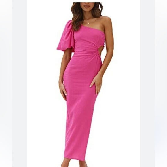 BTFBM Dresses & Skirts - One shoulder puff sleeve cocktail dress size medium